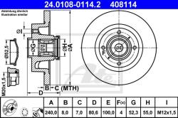 ATE Disc frana ATE 24.0108-0114.2 (24.0108-0114.2) - automobilus