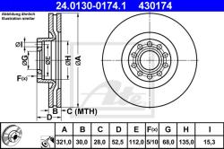 ATE Disc frana ATE 24.0130-0174.1 (24.0130-0174.1)
