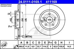 ATE Disc frana ATE 24.0111-0169.1 (24.0111-0169.1)