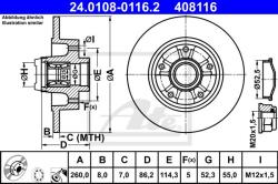 ATE Disc frana ATE 24.0108-0116.2 (24.0108-0116.2)