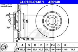 ATE Disc frana ATE 24.0125-0148.1 (24.0125-0148.1)