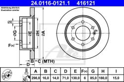 ATE Disc frana ATE 24.0116-0121.1 (24.0116-0121.1) - automobilus