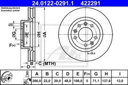 ATE Disc frana ATE 24.0122-0291.1 (24.0122-0291.1) - automobilus