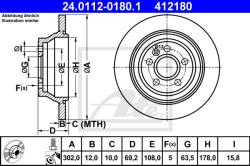 ATE Disc frana ATE 24.0112-0180.1 (24.0112-0180.1) - automobilus