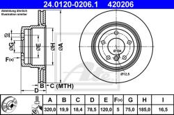 ATE Disc frana ATE 24.0120-0206.1 (24.0120-0206.1) - automobilus