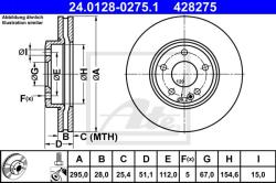 ATE Disc frana ATE 24.0128-0275.1 (24.0128-0275.1) - automobilus
