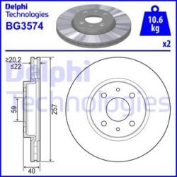 DELPHI Disc frana DELPHI BG3574 (BG3574) - automobilus