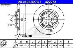 ATE Disc frana ATE 24.0122-0273.1 (24.0122-0273.1) - automobilus