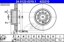 ATE Disc frana ATE 24.0122-0210.1 (24.0122-0210.1) - automobilus