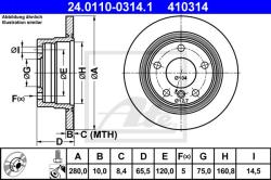 ATE Disc frana ATE 24.0110-0314.1 (24.0110-0314.1) - automobilus