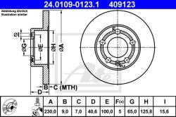 ATE Disc frana ATE 24.0109-0123.1 (24.0109-0123.1) - automobilus