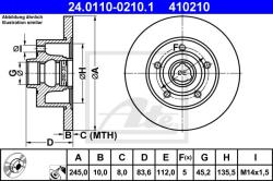 ATE Disc frana ATE 24.0110-0210.1 (24.0110-0210.1) - automobilus