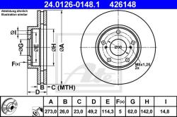 ATE Disc frana ATE 24.0126-0148.1 (24.0126-0148.1) - automobilus