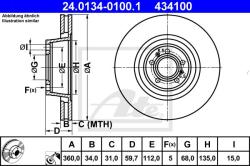 ATE Disc frana ATE 24.0134-0100.1 (24.0134-0100.1)