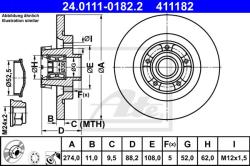 ATE Disc frana ATE 24.0111-0182.2 (24.0111-0182.2)