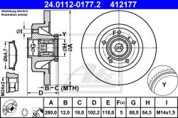 ATE Disc frana ATE 24.0112-0177.2 (24.0112-0177.2) - automobilus