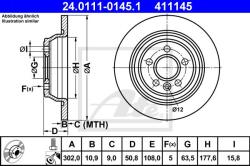 ATE Disc frana ATE 24.0111-0145.1 (24.0111-0145.1) - automobilus