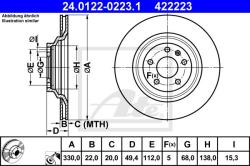 ATE Disc frana ATE 24.0122-0223.1 - automobilus