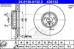 ATE Disc frana ATE 24.0136-0132.2 (24.0136-0132.2)