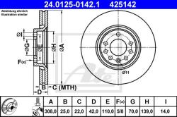 ATE Disc frana ATE 24.0125-0142.1 - automobilus