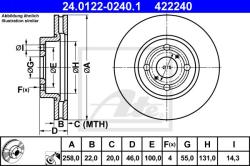 ATE Disc frana ATE 24.0122-0240.1 (24.0122-0240.1) - automobilus
