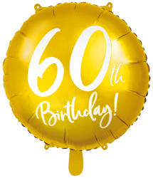 PartyDeco S. r. o 60. Évszámos lufi, fólia, arany, happy b, 18"/45cm