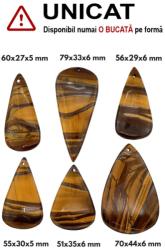  Pandantiv din Ochi de Tigru cu Fier Picatura cu Gaura - 59-69 x 33-43 x 5-6 mm