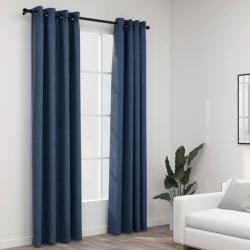 vidaXL Perdele opace aspect pânză cu ocheți 2 buc albastru 140x245 cm (321178)