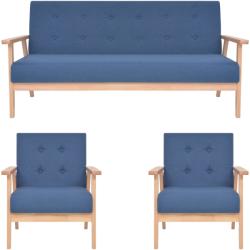 vidaXL Set de canapele, 3 piese, albastru, material textil (279146) Canapea
