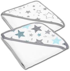 Kidizi Set doua prosoape bebelus din bumbac cu gluga 90x90 cm Kidizi Galaxy Grey / All Mint Stars (5949221105239)