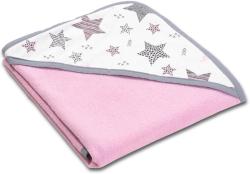 Kidizi Prosop bebe din bumbac cu gluga 90x90 cm Kidizi All Pink Stars, roz, potrivit de la nastere pana la 2 ani (5949221104294)