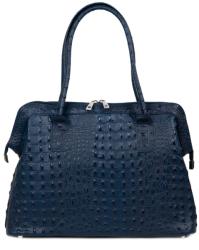 Manier Geanta dama piele bleumarin cu imprimeu GF2544