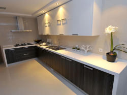MobAmbient Bucătărie pe colț alb cu negru - model CORNER