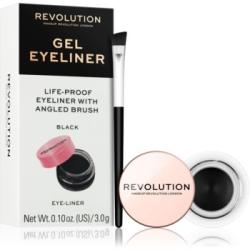 Revolution Gel Eyeliner Pot tartós zselés szemceruza ecsettel árnyalat Black 3 g