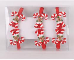 Yala Design Kerámia polirezin cukorkampó nyalóka karácsonyi dekoráció 6db-os szett 468485 (468485)