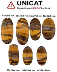 Pandantiv din Ochi de Tigru cu Fier Oval cu Gaura - 48-68 x 26-33 x 4-6 mm