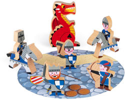 Janod Set de joaca din lemn mini povesti - Set cavalerii si dragonul - Janod J08581