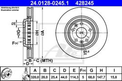 ATE Disc frana ATE 24.0128-0245.1 (24.0128-0245.1) - automobilus