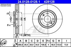 ATE Disc frana ATE 24.0128-0128.1 (24.0128-0128.1) - automobilus