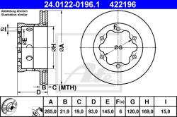 ATE Disc frana ATE 24.0122-0196.1 (24.0122-0196.1) - automobilus