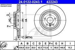 ATE Disc frana ATE 24.0122-0243.1 (24.0122-0243.1)