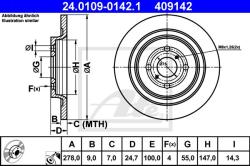 ATE Disc frana ATE 24.0109-0142.1 (24.0109-0142.1) - automobilus