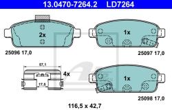 ATE set placute frana, frana disc ATE Ceramic 13.0470-7264.2 (13.0470-7264.2)
