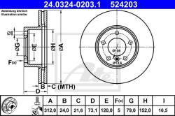 ATE Disc frana ATE 24.0324-0203.1 - automobilus