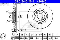ATE Disc frana ATE 24.0126-0140.1 (24.0126-0140.1) - automobilus