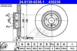 ATE Disc frana ATE 24.0130-0236.1 (24.0130-0236.1) - automobilus