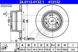ATE Disc frana ATE 24.0112-0132.1 (24.0112-0132.1)