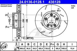 ATE Disc frana ATE 24.0136-0128.1 (24.0136-0128.1) - automobilus