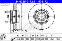 ATE Disc frana ATE 24.0325-0172.1 - automobilus