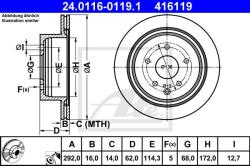 ATE Disc frana ATE 24.0116-0119.1 (24.0116-0119.1) - automobilus
